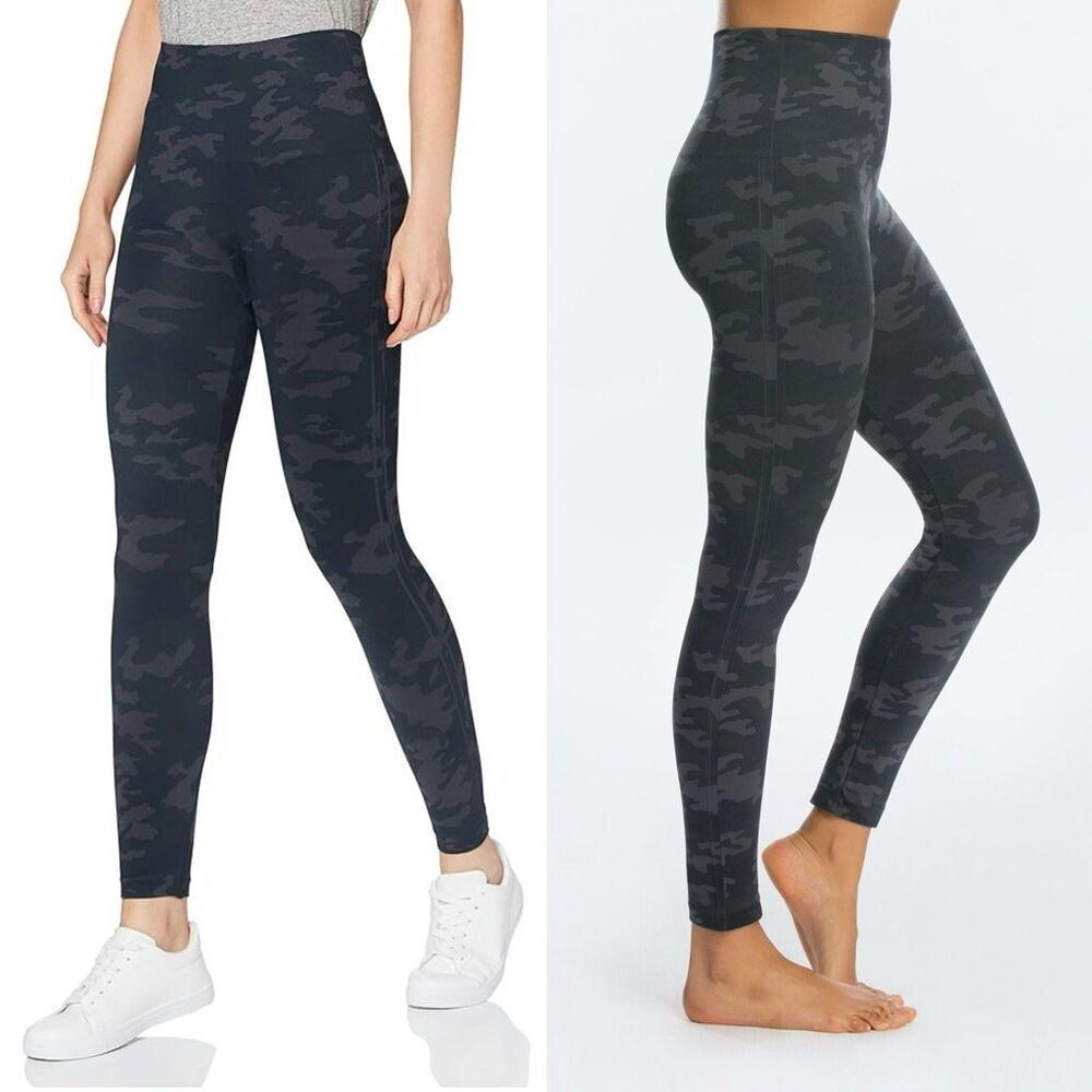 NWT Spanx EcoCare Seamless Leggings Black‎ Camo Size Small